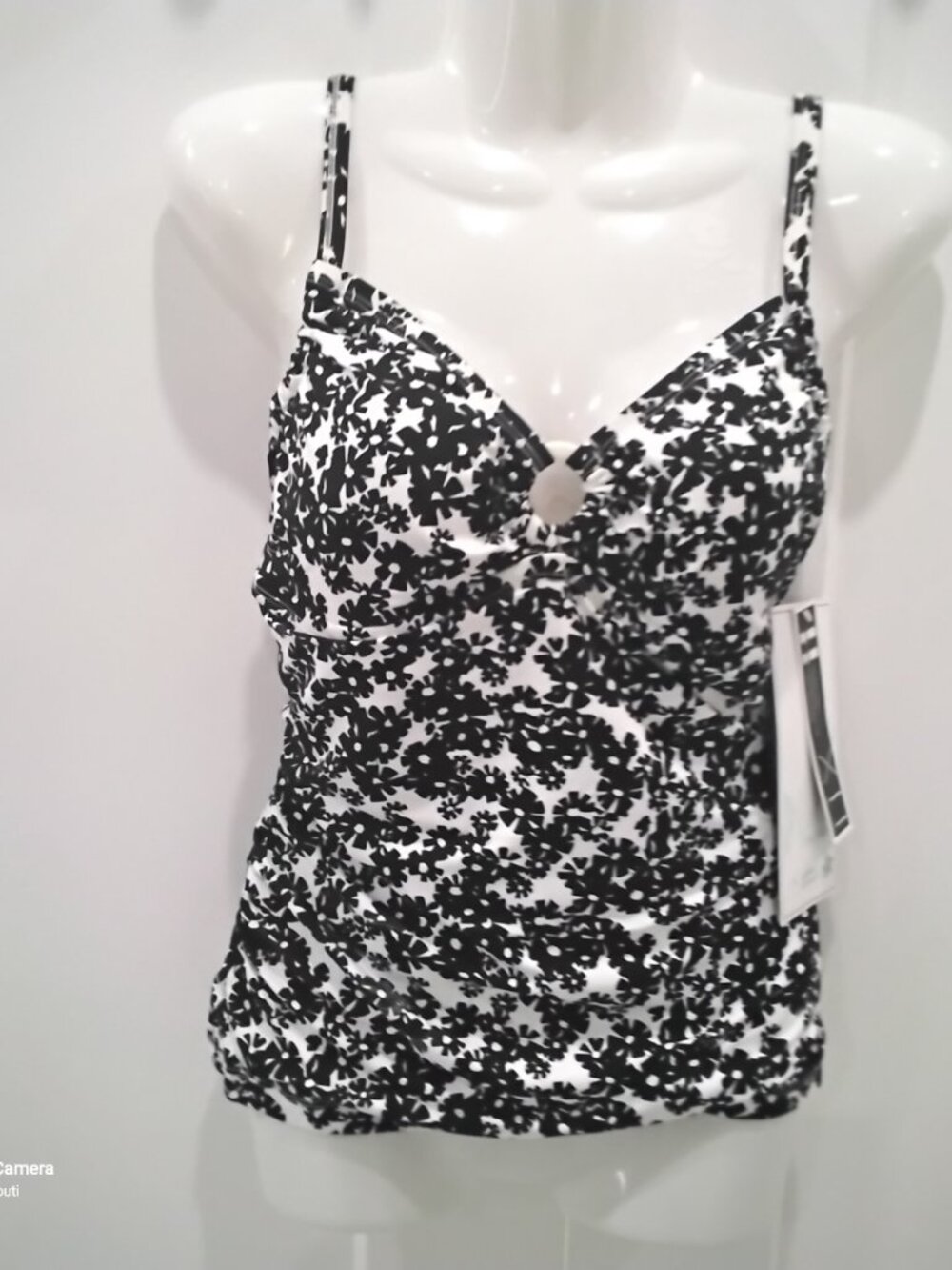Real Bodies Real Solutions Tummy Thinner Tankini Top Foam Bust Adj Straps NWT 10